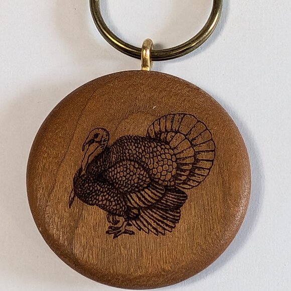 HURON PERTH ONTARIO CANADA TURKEY ASSOCIATION WOOD KEYCHAIN CANADIAN BIRD HUNTER - Picture 1 of 12
